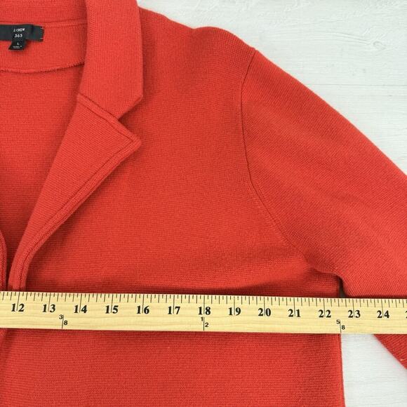 J.Crew Sophie Sweater Blazer Women L Red Open Front Merino Wool Blend Preppy - Picture 13 of 16
